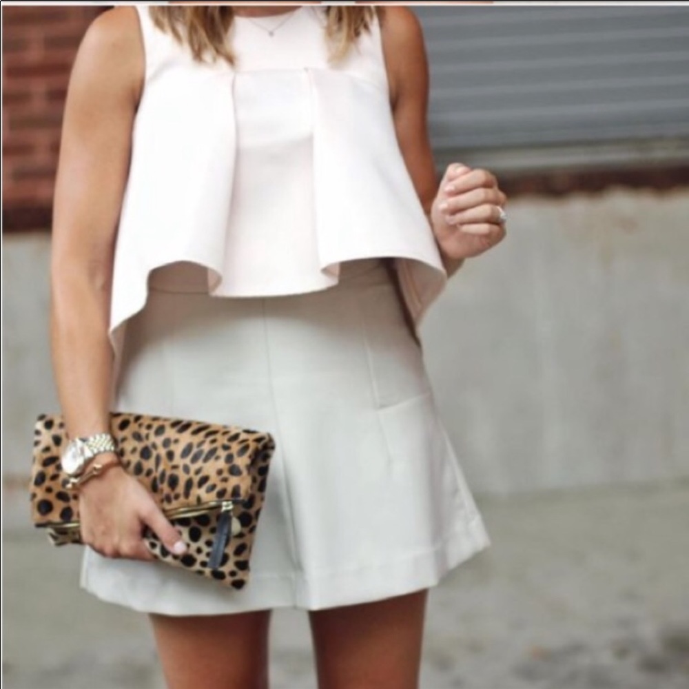 Nasty Gal Pink Crop Peplum Pleated Top Blouse